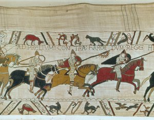 Hertog Willem leidt zijn ridders in de strijd, Tapijt van Bayeux